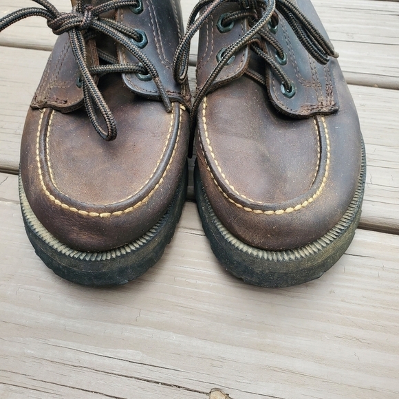 Vintage 90s y2k Eastland Brown Oiled Leather Moc Toe Lace-up Boots Men's 9 - Picture 9 of 15